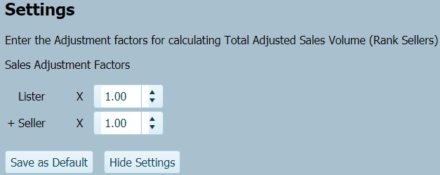 Rnak Office Sales Adjustment Factors Settings