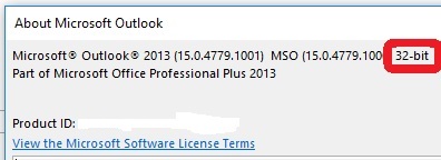 About Outlook 2013 32-bit