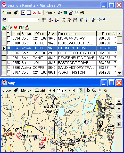 Search Table & Map