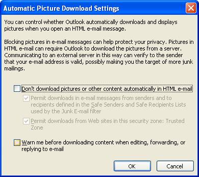 Automatic Picture Download Settings dialog box
